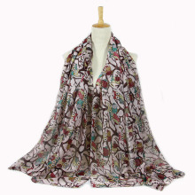 Bufanda larga del mantón de la impresión del búho de la primavera del verano de las mujeres (SW143)